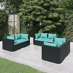 Maison Chic Salon de jardin 6 pcs + coussins - Mobilier/Meubles de jardin - Table et chaises d'extérieur Résine tressée Noir -MN62215