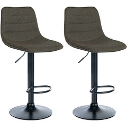 Decoshop26 Lot de 2 tabourets de bar chaises hautes avec repose-pieds incurvé en tissu taupe structure métallique noir 10_0004312