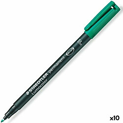 Marqueur permanent Staedtler Lumocolor 318 F Vert (10 Unités) Marqueur permanent - Vert - Pointe 0,6 mm - Encre à base d'alcool - Lot de 10