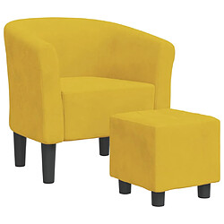 vidaXL Chaise cabriolet avec repose-pied jaune velours