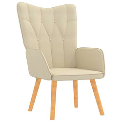 Acheter vidaXL Chaise de relaxation avec tabouret Crème Tissu