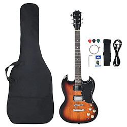 vidaXL Guitare électrique pour débutants et sac marron et noir 4/4 39"