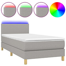 vidaXL Sommier à lattes de lit avec matelas et LED Gris clair 80x200cm