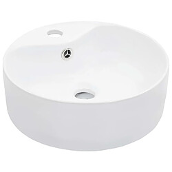 vidaXL Lavabo avec trop-plein 36x13 cm Céramique Blanc