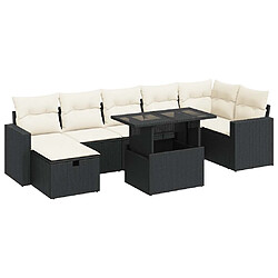 vidaXL Salon de jardin 8 pcs avec coussins noir résine tressée