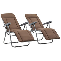 vidaXL Chaises pliables de jardin avec coussins lot de 2 Marron 