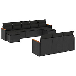 Maison Chic Salon de jardin 10 pcs avec coussins | Ensemble de Table et chaises | Mobilier d'Extérieur noir résine tressée -GKD26265