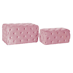 Pegane Set de 2 banquettes en velours rose et MDF