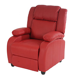 Mendler Fauteuil de télévision, fauteuil relax Lincoln, relaxation, similicuir ~ rouge