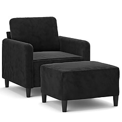 vidaXL Fauteuil avec repose-pied Noir 60 cm Velours