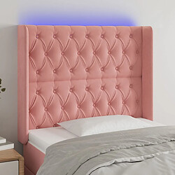 Maison Chic Tête de lit scandinave à LED,meuble de chambre Rose 93x16x118/128 cm Velours -MN26541