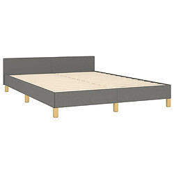 Maison Chic Lit adulte - Cadre Structure de lit avec tête de lit Contemporain Gris foncé 140x200 cm Tissu -MN42158 pas cher