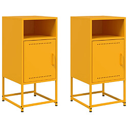 vidaXL Tables de chevet 2 pcs jaune moutarde 36x39x78 cm acier