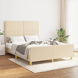 Maison Chic Cadre/structure de lit avec tête de lit pour adulte - Lit Moderne Chambre Crème 140x190 cm Tissu -MN34205