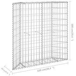 vidaXL Lit surélevé à gabion en trapèze Acier galvanisé 100x20x100 cm pas cher