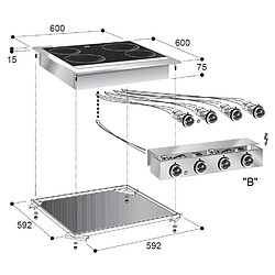 Réchaud en Céramique Drop-In - 4 Zones de Cuisson - Combisteel