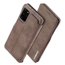 Etui en PU style rétro avec porte-carte café pour votre Samsung Galaxy S20 Plus