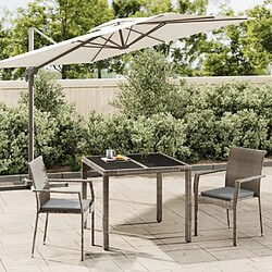 Salle à manger de jardin 3 pcs,Table et chaise à dîner avec coussins Gris -MN76002