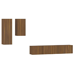 Maison Chic Ensemble de meubles TV 4 pcs | Banc TV Moderne pour salon | Meuble de Rangement - Chêne marron Bois d'ingénierie -MN33486