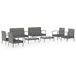 Maison Chic Salon de jardin 8 pcs + coussins - Mobilier/Meubles de jardin - Table et chaises d'extérieur résine tressée gris -MN28763