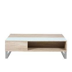 Toilinux Table basse en verre et MDF avec plateaux relevable - Beige