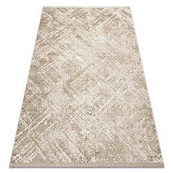 RUGSX Tapis moderne DUKE 51541 beige - Géométrique, structuré, très doux, franges 240x330 cm