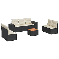 Maison Chic Ensemble Tables et chaises d'extérieur 8 pcs avec coussins,Salon de jardin noir résine tressée -GKD715513