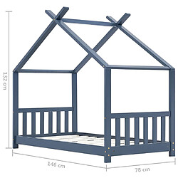 vidaXL Cadre de lit d'enfant Gris Bois de pin massif 70x140 cm pas cher