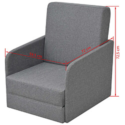 vidaXL Fauteuil convertible gris clair tissu pas cher