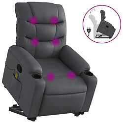 vidaXL Fauteuil inclinable de massage Gris Similicuir