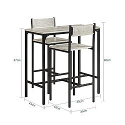 Acheter SoBuy OGT03-HG Ensemble Table de Bar + 2 Chaises Set de 1 Table + 2 Tabouret Haut de Bar Table Haute