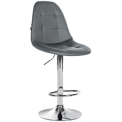 Decoshop26 Tabouret de bar x1 avec repose-pieds hauteur réglable pivotant assise en PVC gris cadre métallique chromé 10_0004823