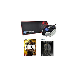 Dragon War Association DRAGON WAR Bundle : Souris Warlord + Tapis de souris Speed Edition + Jeu PC Doom + Jeu PC Dishonored GOTY