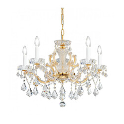 Luminaire Center Chandelier en cristal MARIA LOUISE Or 24 Carats 5 ampoules