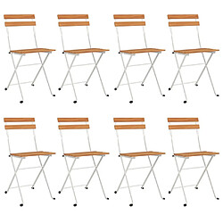 Maison Chic Lot de 8 Chaises de bistrot pliantes Bois d'acacia solide et acier -GKD85426