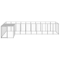 Helloshop26 Chenil extérieur cage enclos parc animaux chien argenté 7,26 m² acier 02_0000298