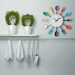 Avis Wewoo Horloge murale Couverts De Cuisine En Métal Cuillère Fourchette Creative Quartz Horloges Montées Au Design Moderne Décoratif Noir