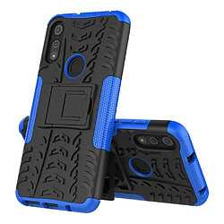 Coque en TPU peau de pneu avec béquille bleu pour votre Motorola Moto E7