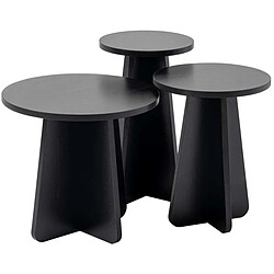 Hanah Home Ensemble de 3 tables gigognes en aggloméré Lume noir.