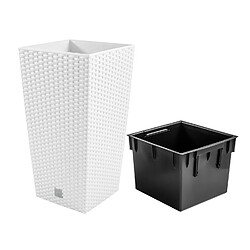 Pot de fleur avec insert Prosperplast Rato Square DRTS225-S449 blanc