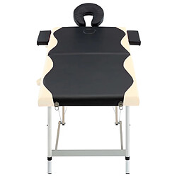 vidaXL Table de massage pliable 2 zones Aluminium Noir et beige