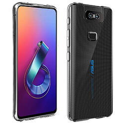 Avizar Coque Asus ZenFone 6 Silicone et Film Verre Trempé 9H transparent contour noir