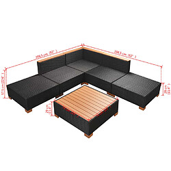 vidaXL Salon de jardin 6 pcs avec coussins résine tressée noir pas cher