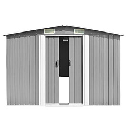 Helloshop26 Abri de jardin cabane cabanon maison de stockage remise extérieur hangar outils robuste 257 x 489 x 181 cm métal gris 02_0022171