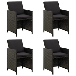 vidaXL Chaises de jardin avec coussins lot de 4 Résine tressée Noir