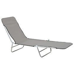 Avis Maison Chic Lot de 2 Chaises longues pliables | Bain de soleil Relax | Transat Acier et tissu Gris -GKD24706