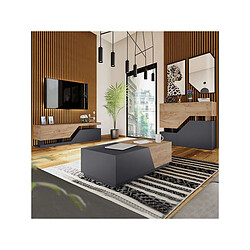 palozi home Ensemble de salon Ceelias - Buffet haut + table basse + meuble tv - Noir/Marron