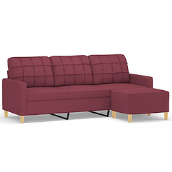 vidaXL Canapé à 3 places avec repose-pieds Rouge bordeaux 180 cm Tissu