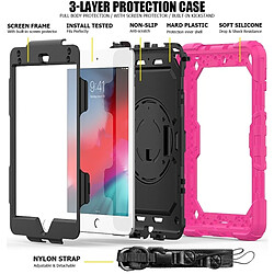 Wewoo Coque Renforcée Gel de silice coloré antichoc + Etui de protection pour iPad Mini 2019 / Mini 4 avec support et bandoulière et dragonne et fente stylo Rose rouge