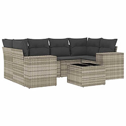 vidaXL Salon de jardin avec coussins 7 pcs gris clair résine tressée